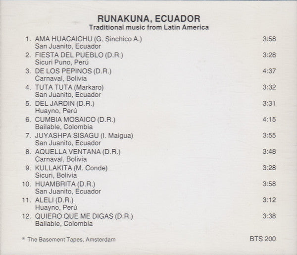 Runakuna : Ecuador - Traditional Music From Latin America (CD, Album)