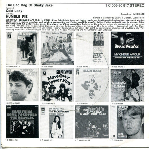 Humble Pie : The Sad Bag Of Shaky Jake / Cold Lady (7", Single, M/Print)