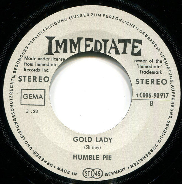 Humble Pie : The Sad Bag Of Shaky Jake / Cold Lady (7", Single, M/Print)