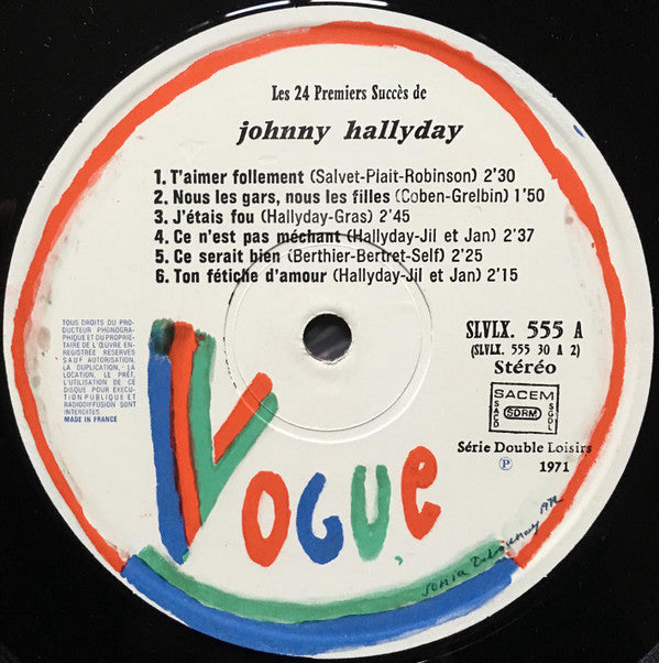 Johnny Hallyday : Les 24 Premiers Succes De Johnny Hallyday (2xLP, Comp, RP, Gat)