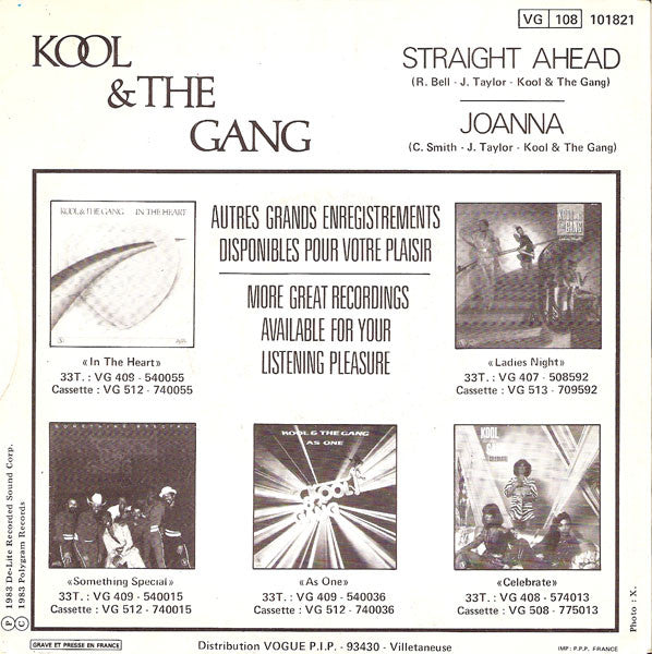 Kool & The Gang : Straight Ahead / Joanna (7", Single)