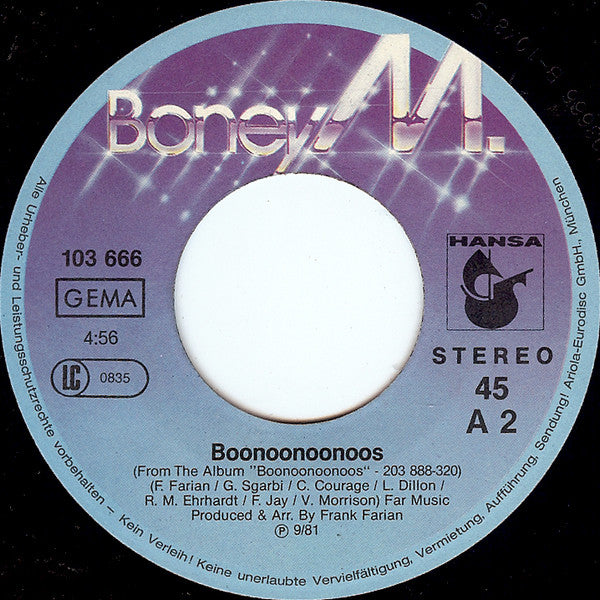 Boney M. : We Kill The World (Don't Kill The World) / Boonoonoonoos (7", Single)
