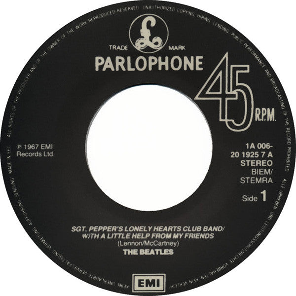 The Beatles : Sgt. Pepper's Lonely Hearts Club Band (7")