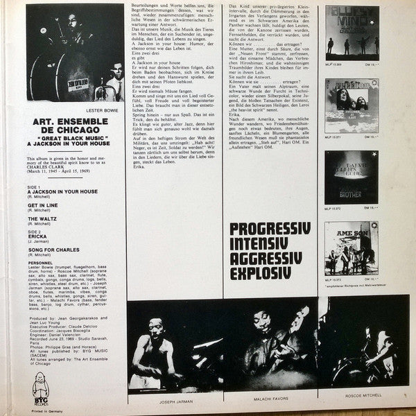 The Art Ensemble Of Chicago : A Jackson In Your House (LP, Album, RE, Gat)