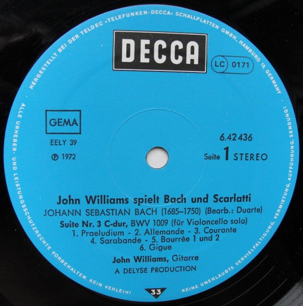 John Williams (7) : John Williams Spielt Bach Und Scarlatti (LP)