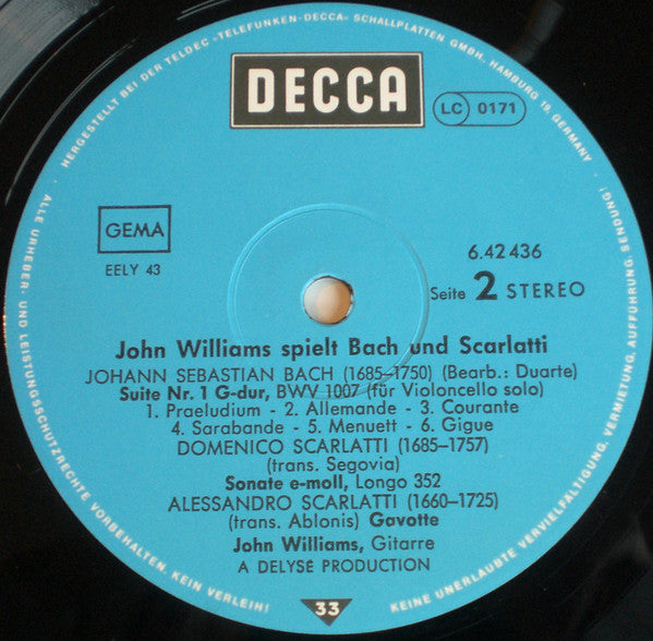 John Williams (7) : John Williams Spielt Bach Und Scarlatti (LP)