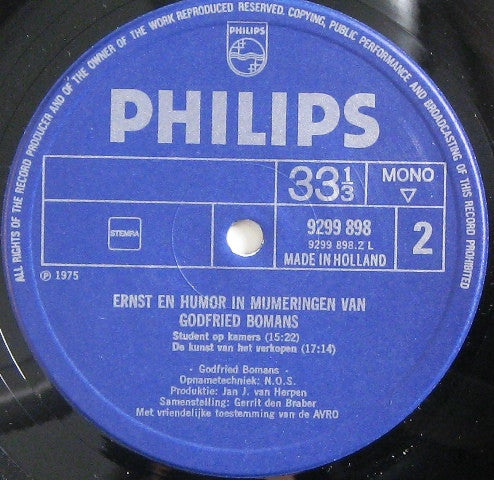Godfried Bomans : Ernst En Humor In Mijmeringen Van Godfried Bomans (2xLP, Comp, Mono)