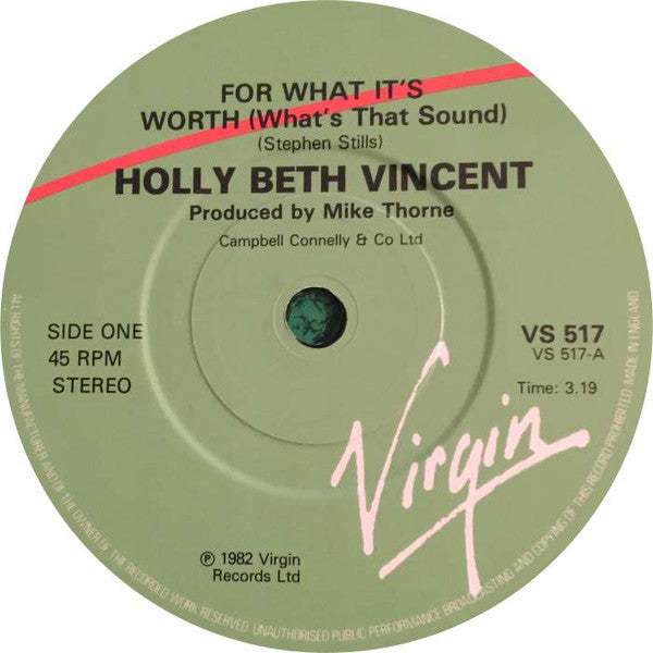 Holly Beth Vincent : For What It's Worth (What's That Sound) (7", Single)