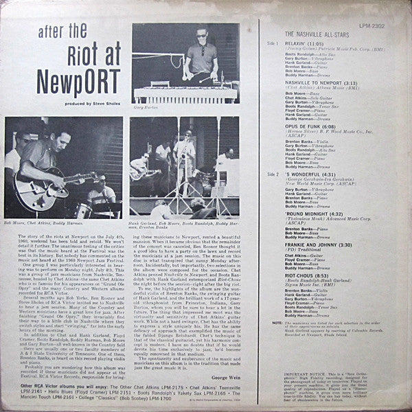 The Nashville All-Stars : After The Riot At Newport (LP, Album, Mono)
