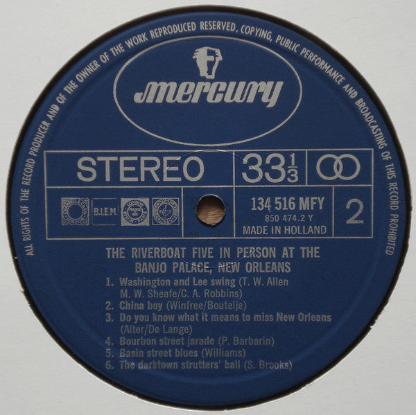 The River Boat Five : In Person At The Banjo Palace, New Orleans (LP, Album, RE)
