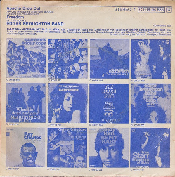 The Edgar Broughton Band : Apache Drop Out (7")