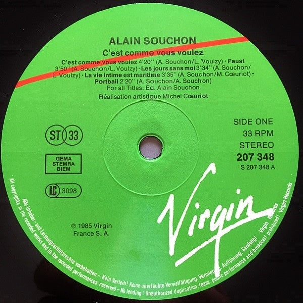 Alain Souchon : C'est Comme Vous Voulez. (LP, Album)