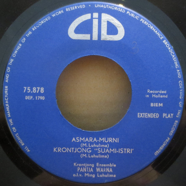 Pantja Warna o.l.v. Ming Luhulima : Krontjong Ensemble "Pantja Warna" (7", EP)