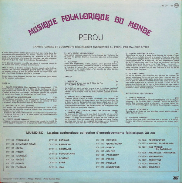 Maurice Bitter : Pérou (LP)