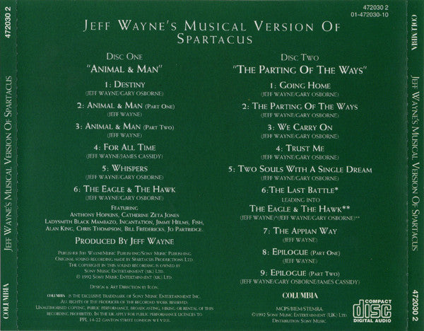 Jeff Wayne : Jeff Wayne's Musical Version Of Spartacus (2xCD, Album)
