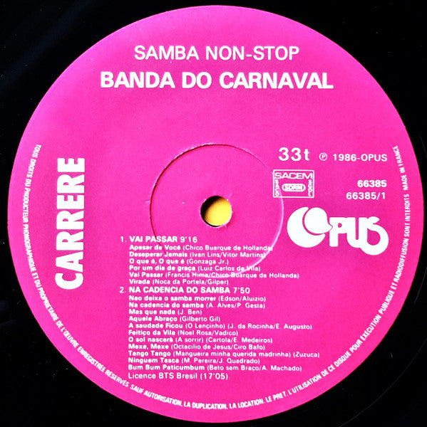 Banda Do Carnaval : Samba Non-Stop (2xLP, Album, Mixed + Cass)