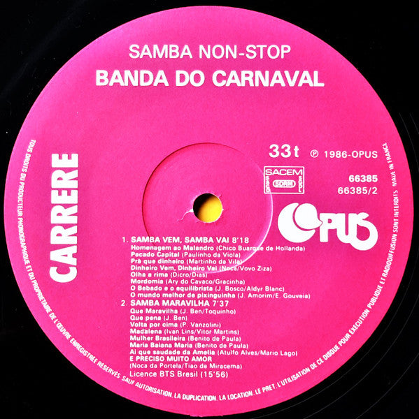 Banda Do Carnaval : Samba Non-Stop (2xLP, Album, Mixed + Cass)