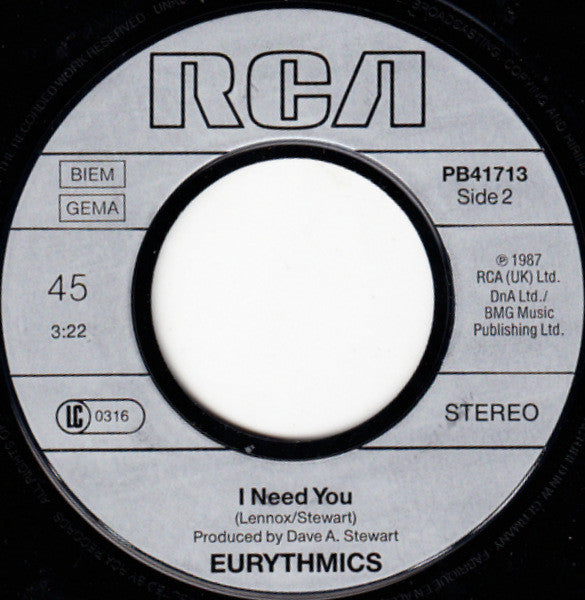 Eurythmics : I Need A Man (7", Single)