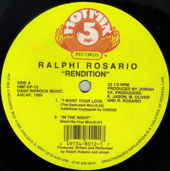 Ralphi Rosario : Rendition (12", EP)