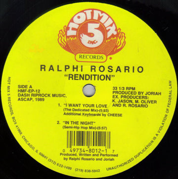 Ralphi Rosario : Rendition (12", EP)