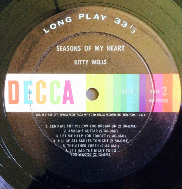 Kitty Wells : Seasons Of My Heart (LP, Album, Mono, Glo)