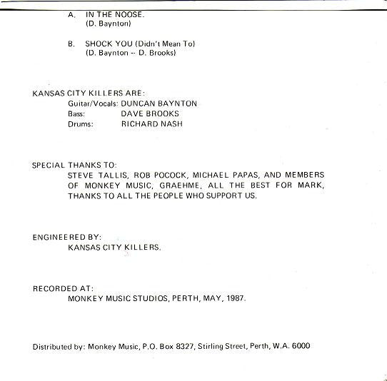 Kansas City Killers : In The Noose (7", Single)