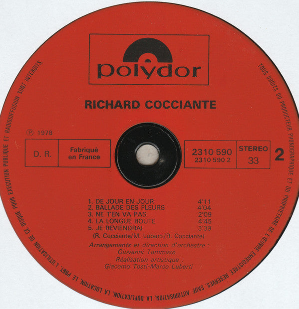 Richard Cocciante* : Richard Cocciante (LP, Album, RE)