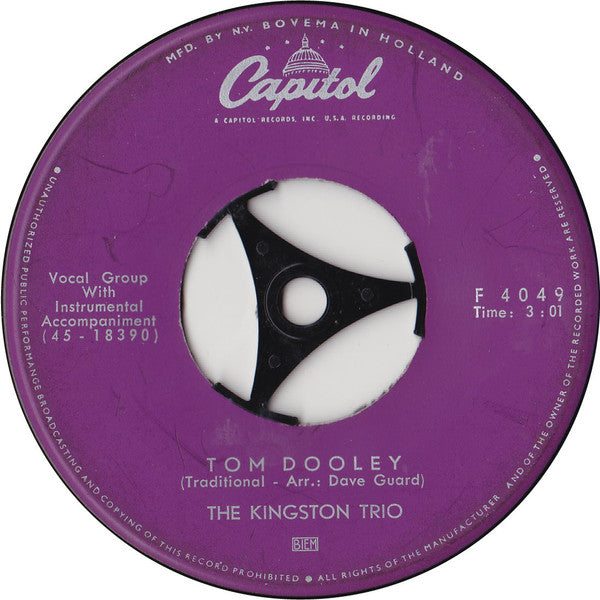 Kingston Trio : Tom Dooley (7", Single)