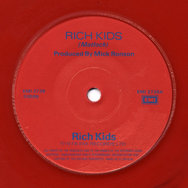 Rich Kids : Rich Kids (7", Single, Red)