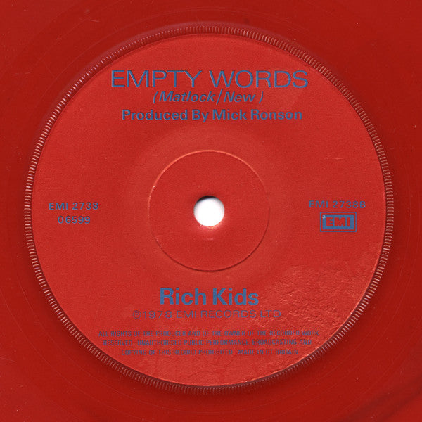 Rich Kids : Rich Kids (7", Single, Red)