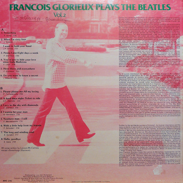 François Glorieux : François Glorieux Plays The Beatles Vol. 2 (LP, Album, RP)