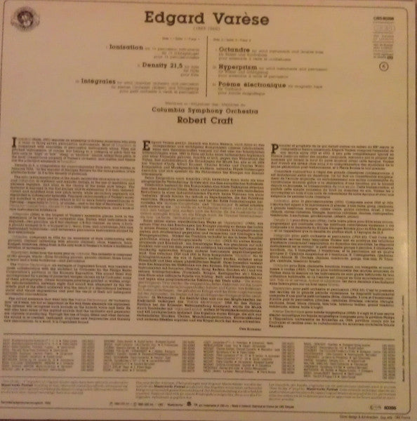 Edgard Varèse, Robert Craft, Columbia Symphony Orchestra : Hyperprism, Integrales, Ionisation (LP, Album, RE)