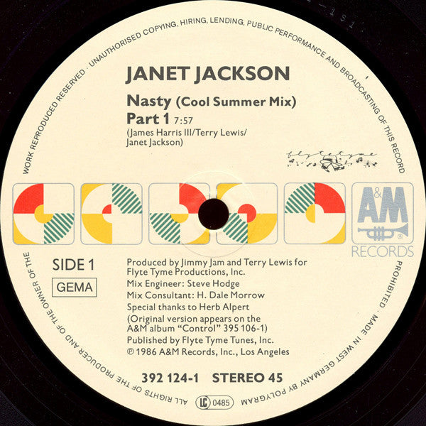 Janet Jackson : Nasty (Cool Summer Mix) Parts 1 And 2 (12")