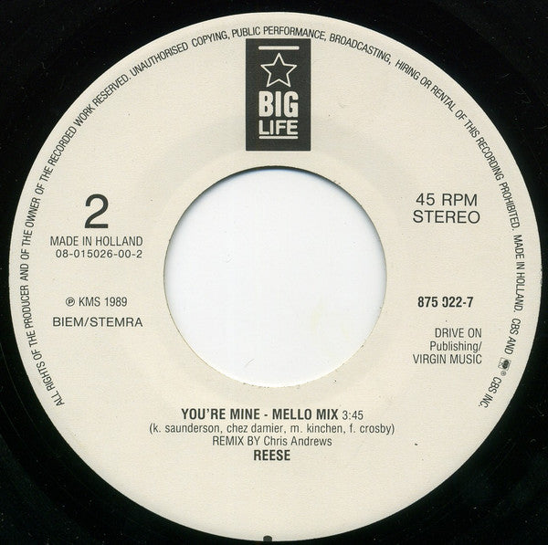 Reese : You're Mine (7", Single)