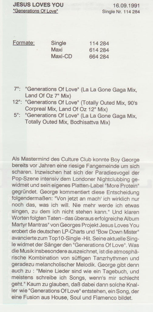 Jesus Loves You : Generations Of Love (7", Single, Gre)