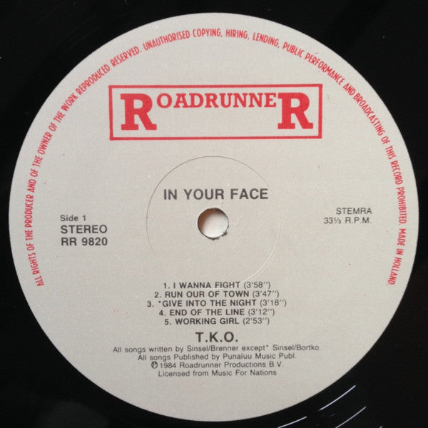 TKO (5) : In Your Face (LP, Album)