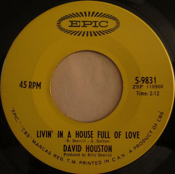David Houston : Cowpoke / Livin' In A House Full Of Love (7", Single)