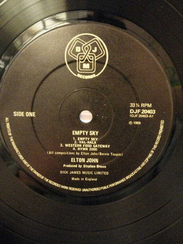 Elton John : Empty Sky (LP, Album, RE)
