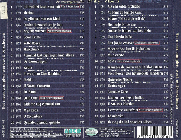 Willy Alberti : De Onvergetelijke Willy Alberti (2xCD, Comp)