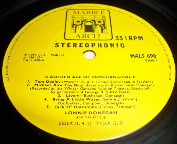 Lonnie Donegan's Skiffle Group : A Golden Age Of Donegan Vol.2 (LP, Comp, RE)