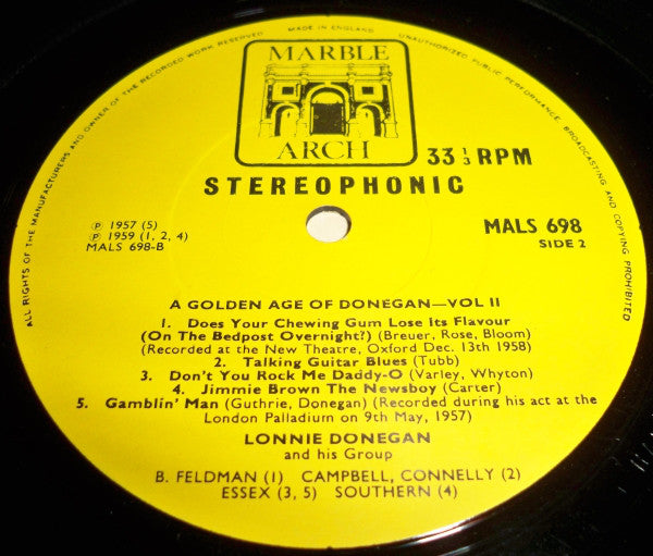 Lonnie Donegan's Skiffle Group : A Golden Age Of Donegan Vol.2 (LP, Comp, RE)