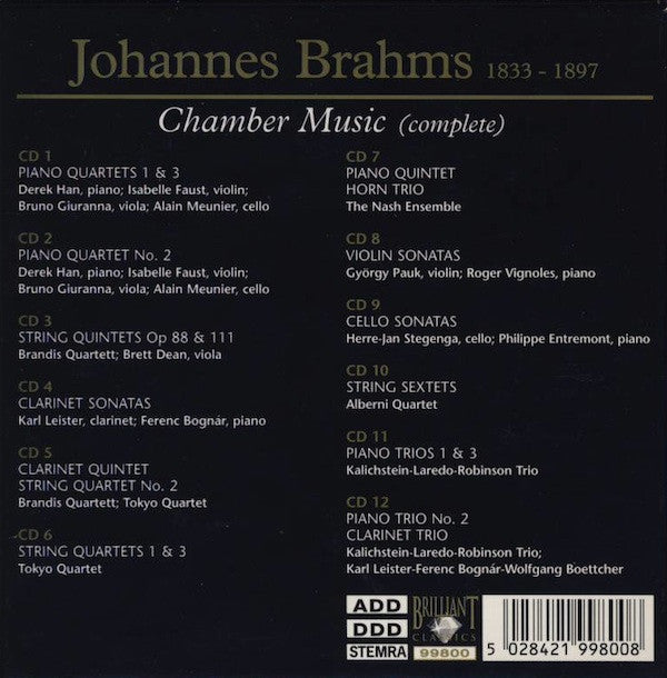Johannes Brahms : Chamber Music (Complete) (12xCD, RE, RM + Box, Comp)