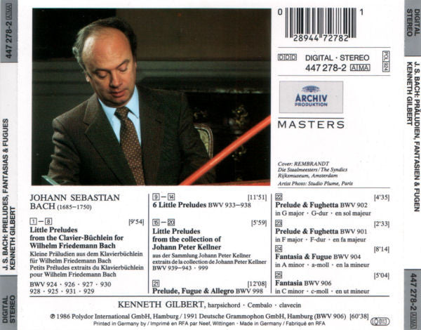 Johann Sebastian Bach - Kenneth Gilbert : Preludes, Fantasias & Fugues (CD, Comp, RM)