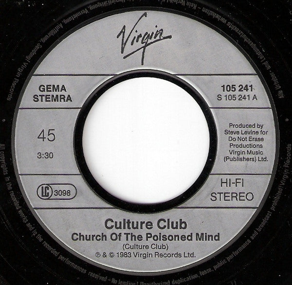 Culture Club : Church Of The Poison Mind (7", Single)