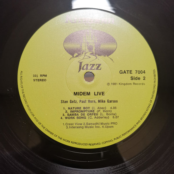 Stan Getz Featuring Paul Horn & Mike Garson : Midem Live '80 (LP, RE)