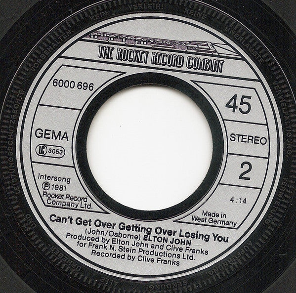 Elton John : Just Like Belgium / Can't Get Over Getting Over Losing You (7", Single)