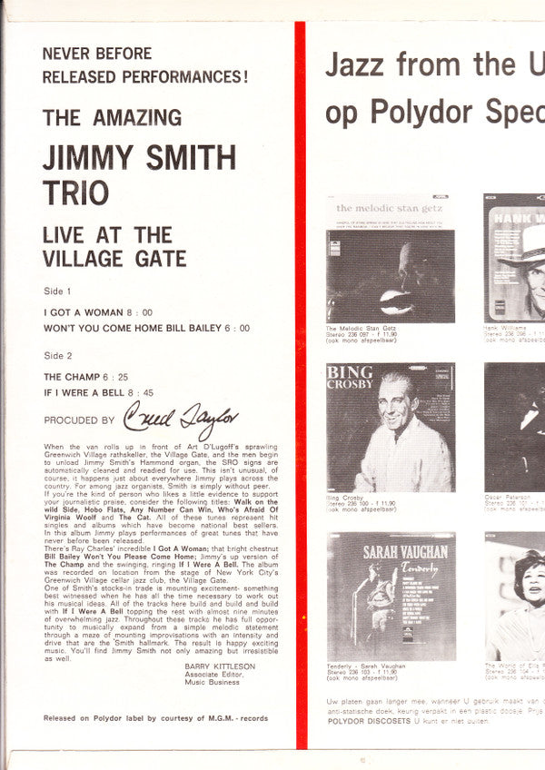 Jimmy Smith Trio : Live At The Village Gate (LP)