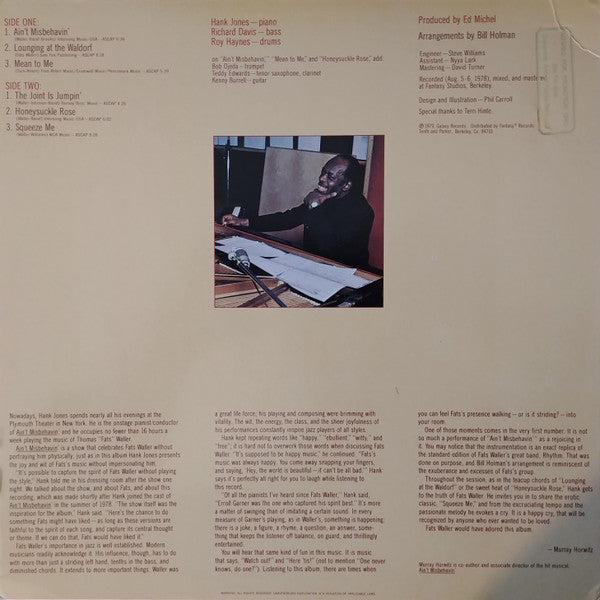 Hank Jones : Ain't Misbehavin' (LP, Album, Ter)