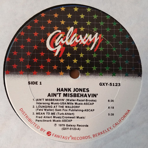 Hank Jones : Ain't Misbehavin' (LP, Album, Ter)