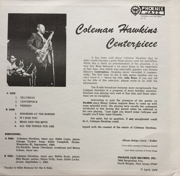 Coleman Hawkins : Centerpiece (LP)
